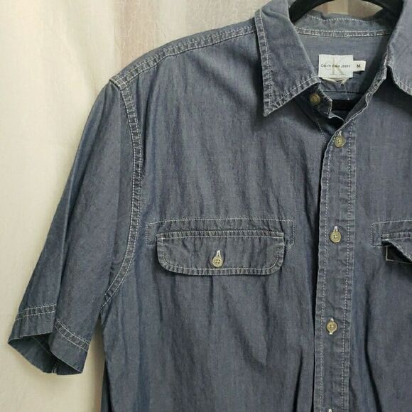 Calvin Klein Jeans Denim Long Sleeve Button Down Shirt Men's Size M - Picture 4 of 10